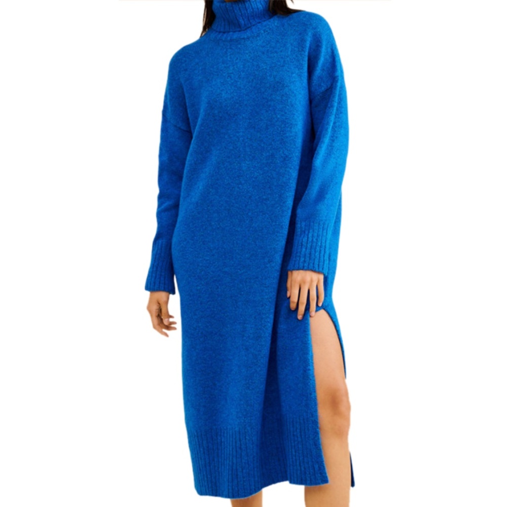 Anthropologie Blue Long Sleeve Sweater Dress